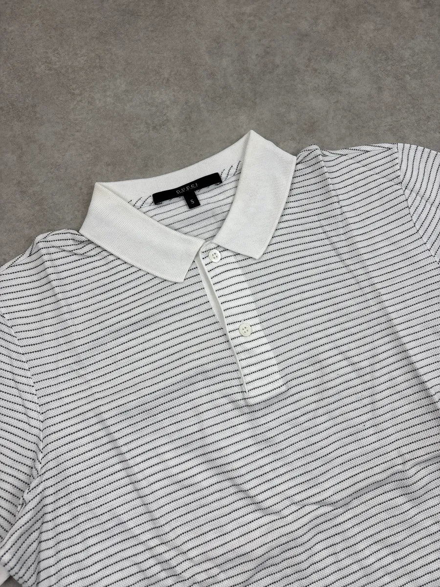 2010s Gucci White Fine Stripe Knit Polo wpbCeRIt 4