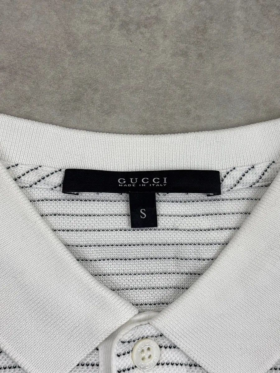 2010s Gucci White Fine Stripe Knit Polo wpbCeRIt 7
