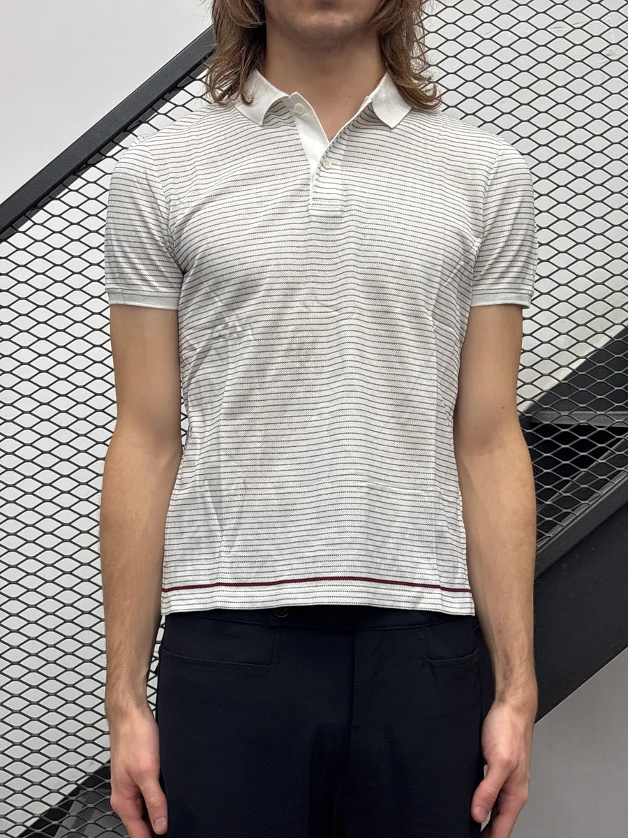 2010s Gucci White Fine Stripe Knit Polo wpbCeRIt 0