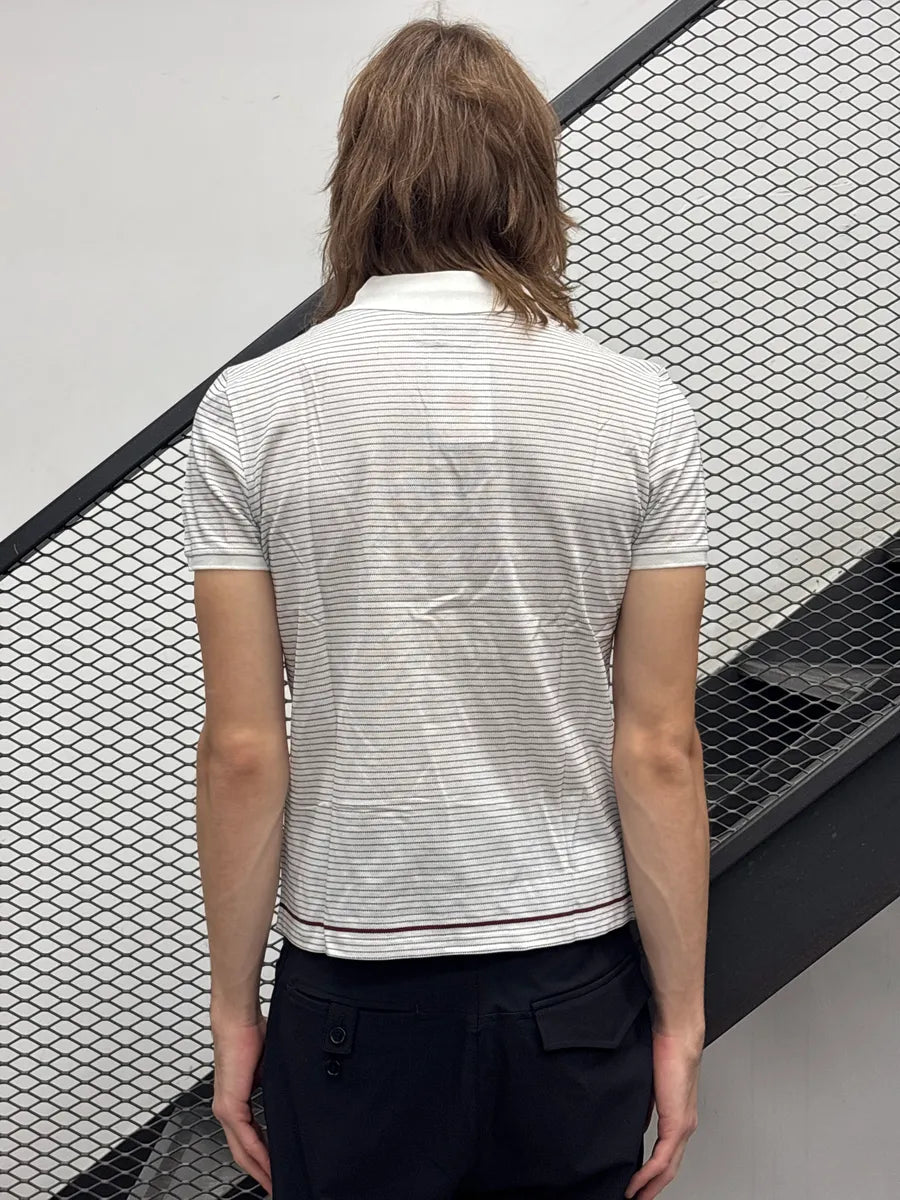 2010s Gucci White Fine Stripe Knit Polo wpbCeRIt 2