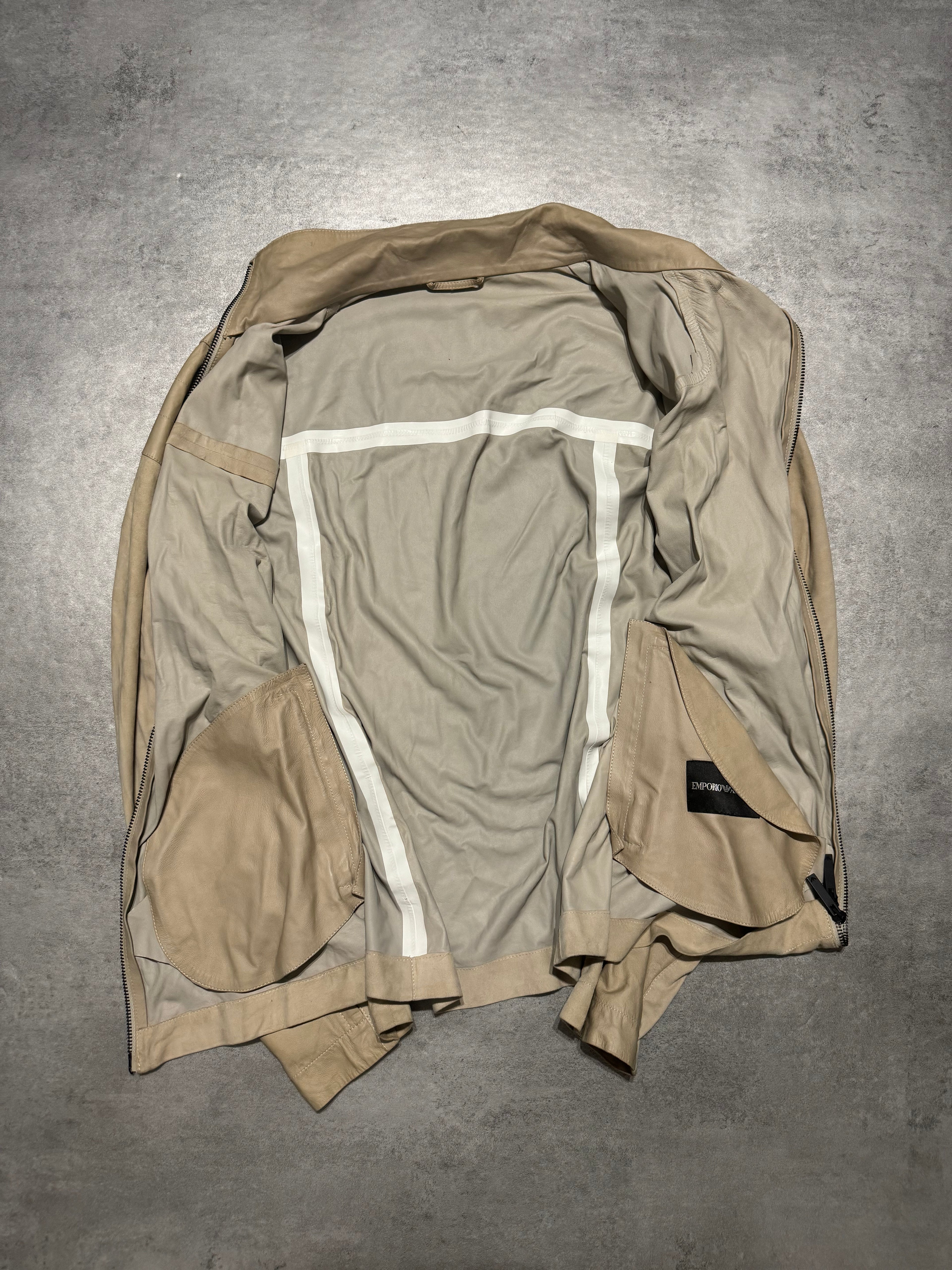 SS2013 Emporio Armani Beige Asymmetrical Suede Leather Jacket (M/L) - 11