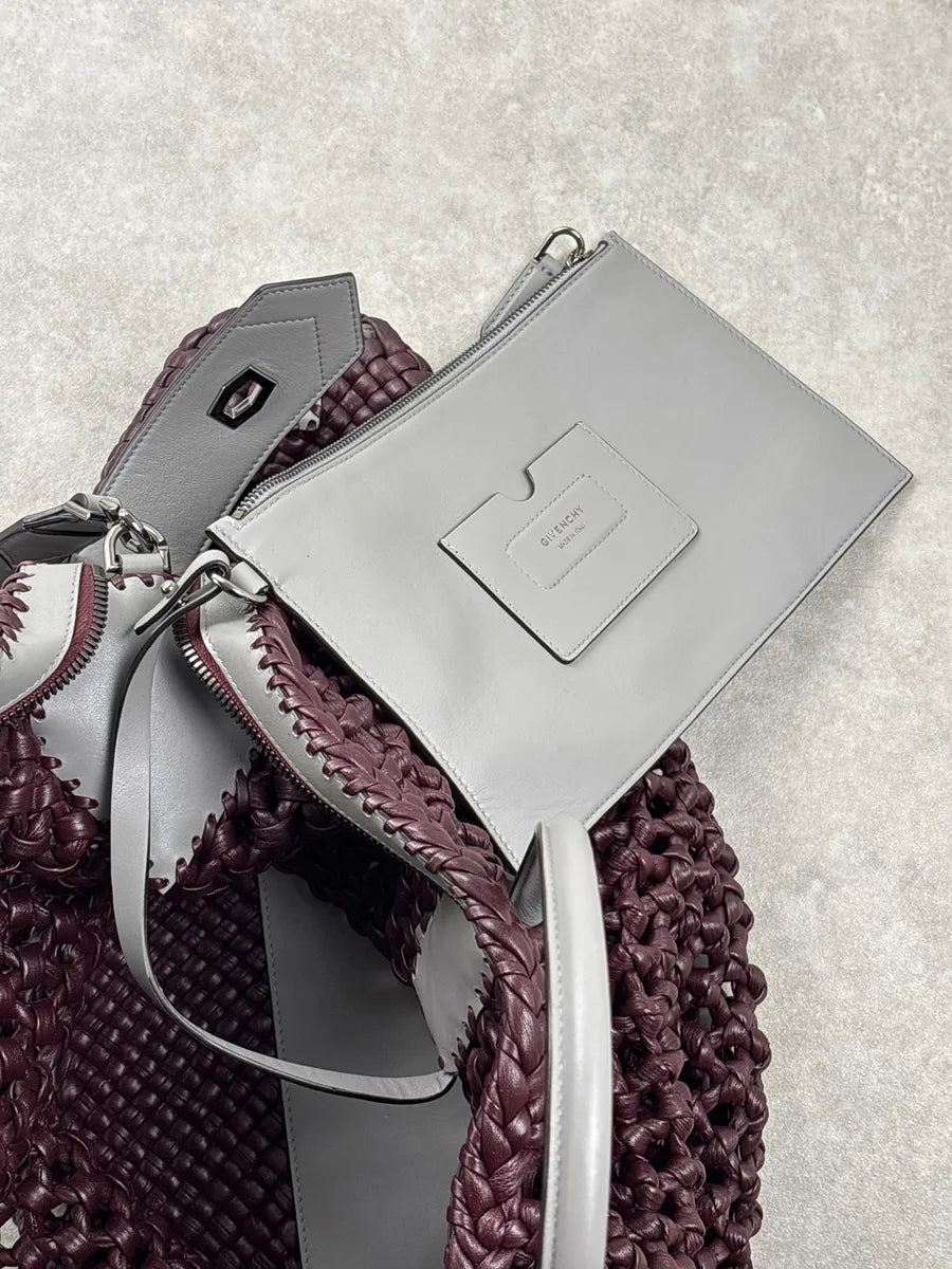Givenchy Burgundy Leather Woven Net Totebag wqwQjyJC 13