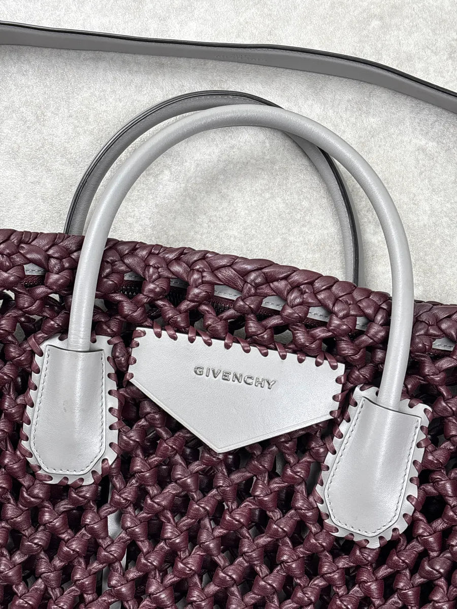 Givenchy Burgundy Leather Woven Net Totebag wqwQjyJC 14