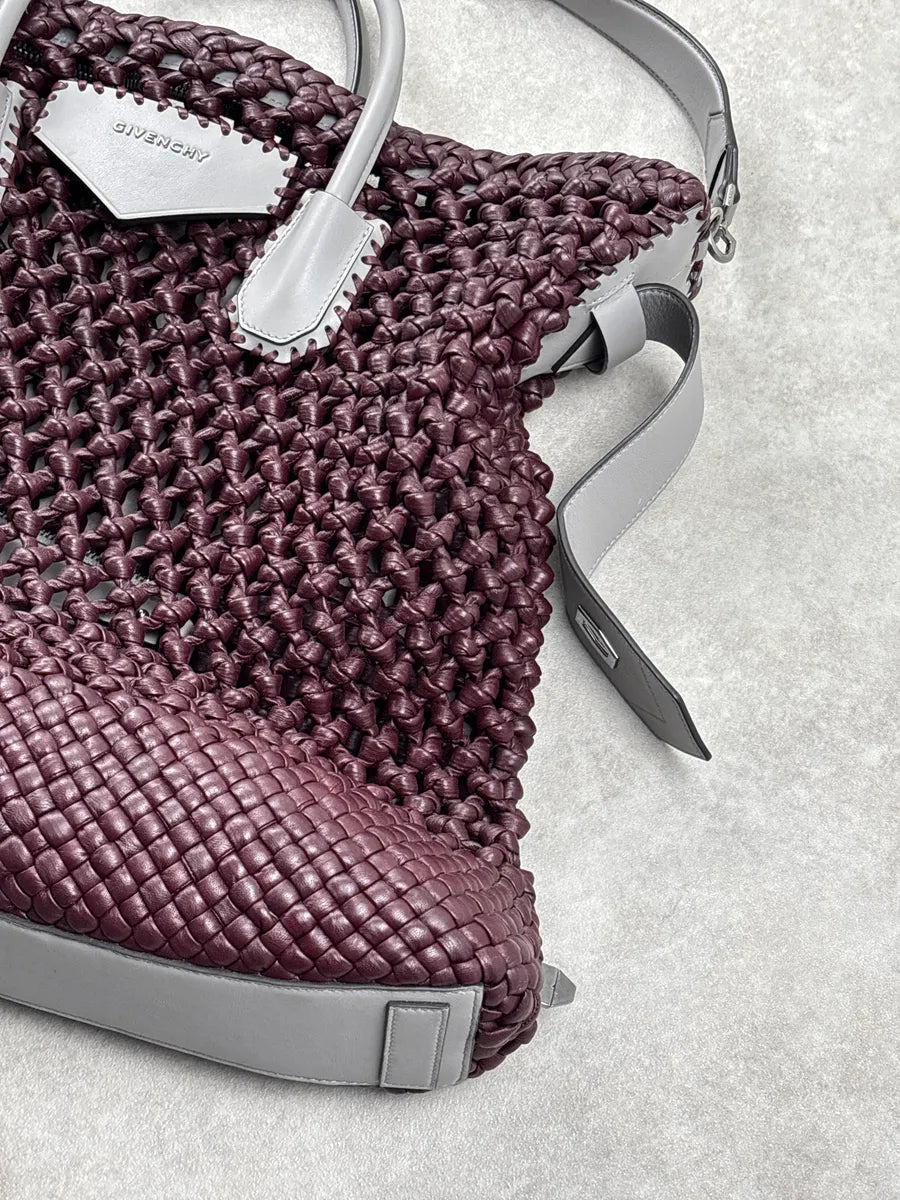 Givenchy Burgundy Leather Woven Net Totebag wqwQjyJC 6