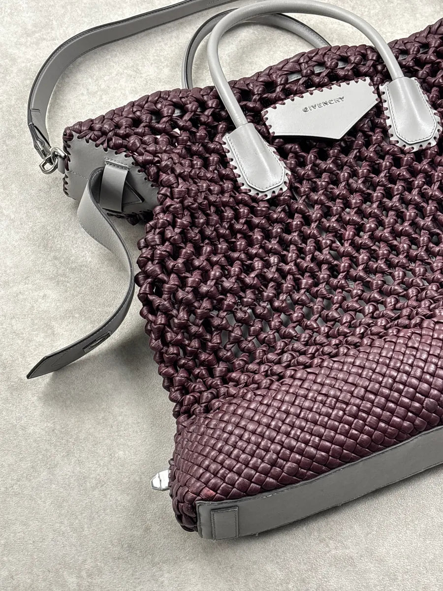 Givenchy Burgundy Leather Woven Net Totebag wqwQjyJC 8