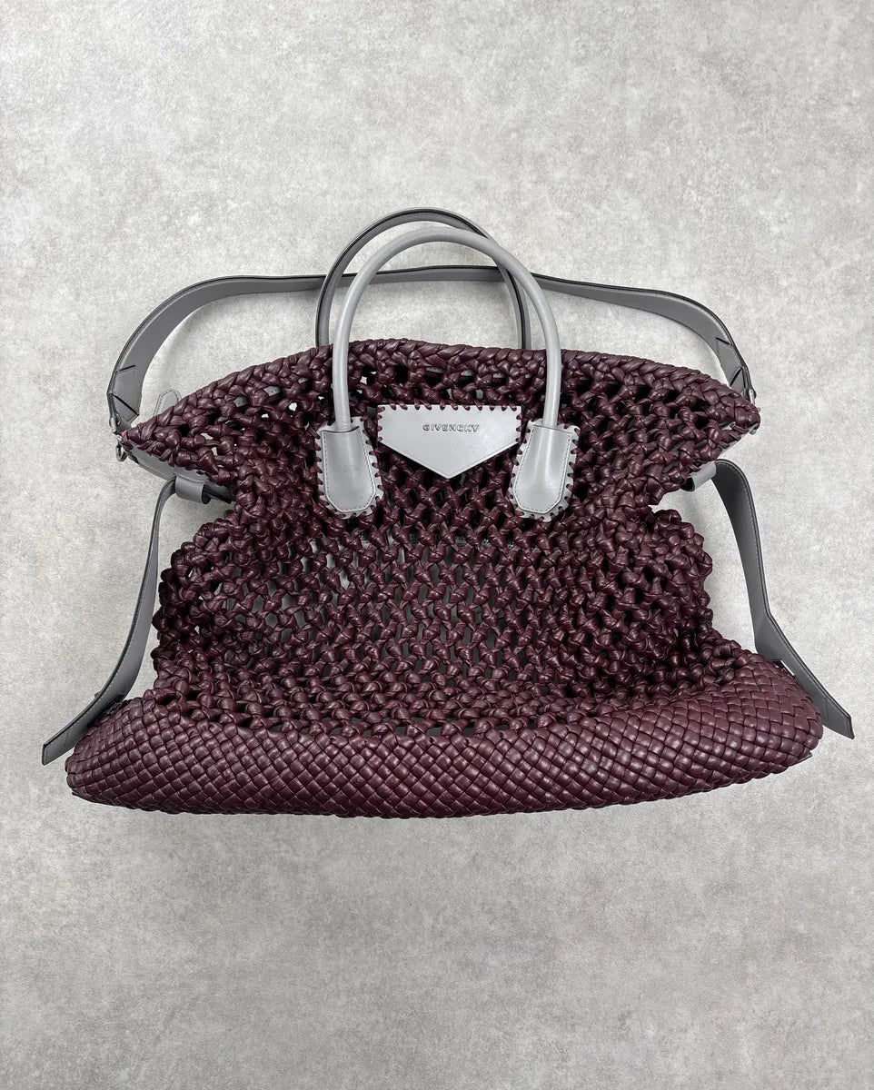 Givenchy Burgundy Leather Woven Net Totebag wqwQjyJC 3