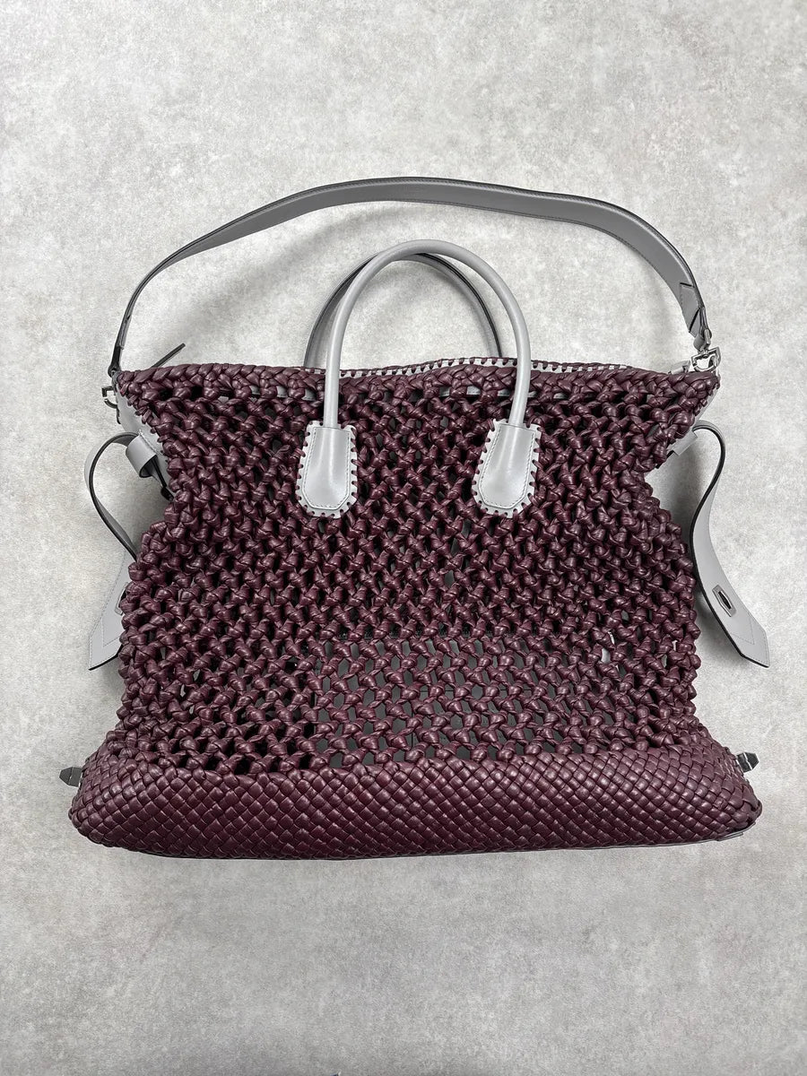 Givenchy Burgundy Leather Woven Net Totebag wqwQjyJC 5