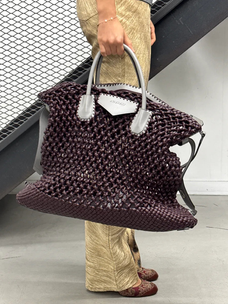 Givenchy Burgundy Leather Woven Net Totebag wqwQjyJC 1