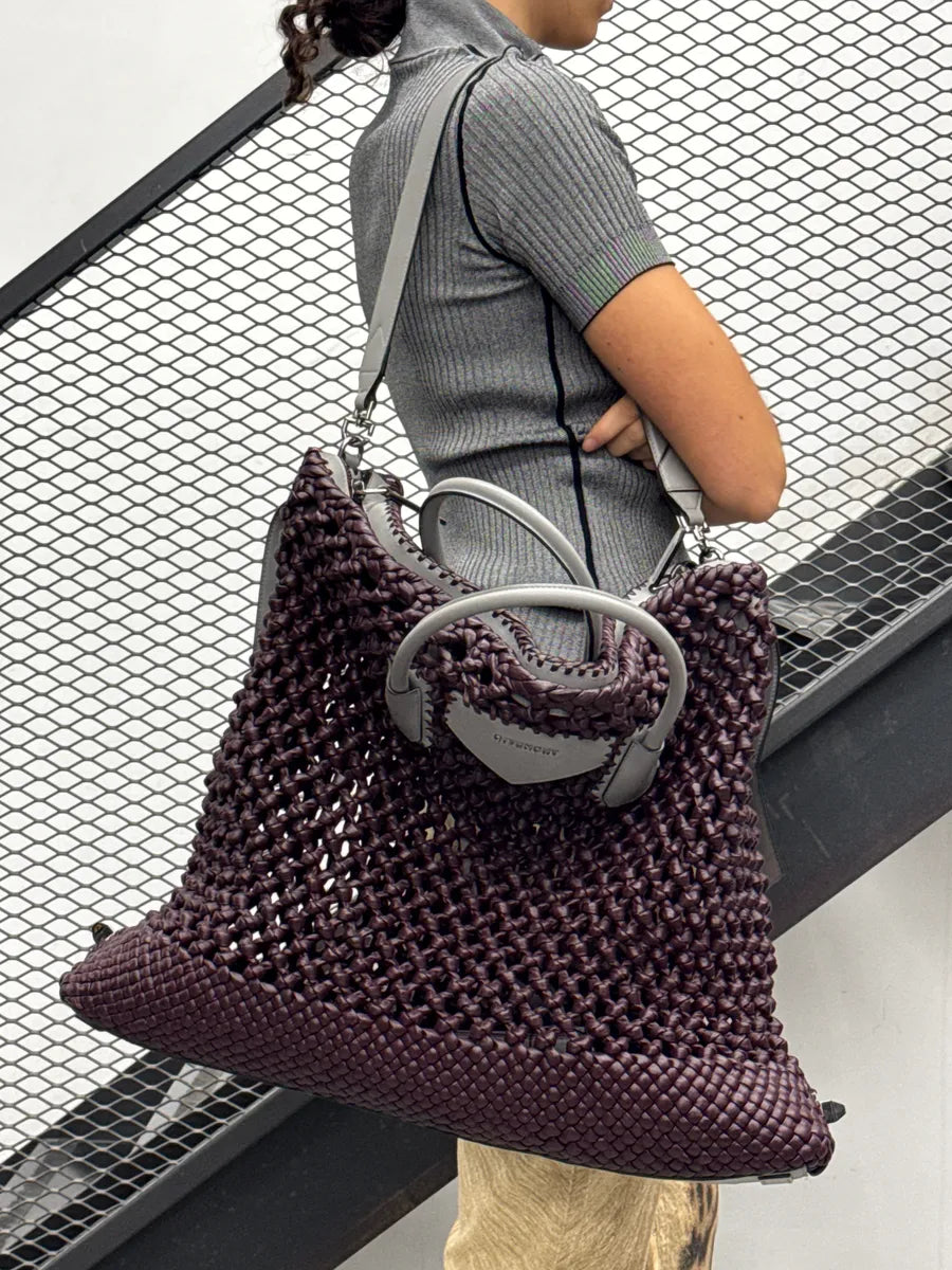 Givenchy Burgundy Leather Woven Net Totebag wqwQjyJC 2