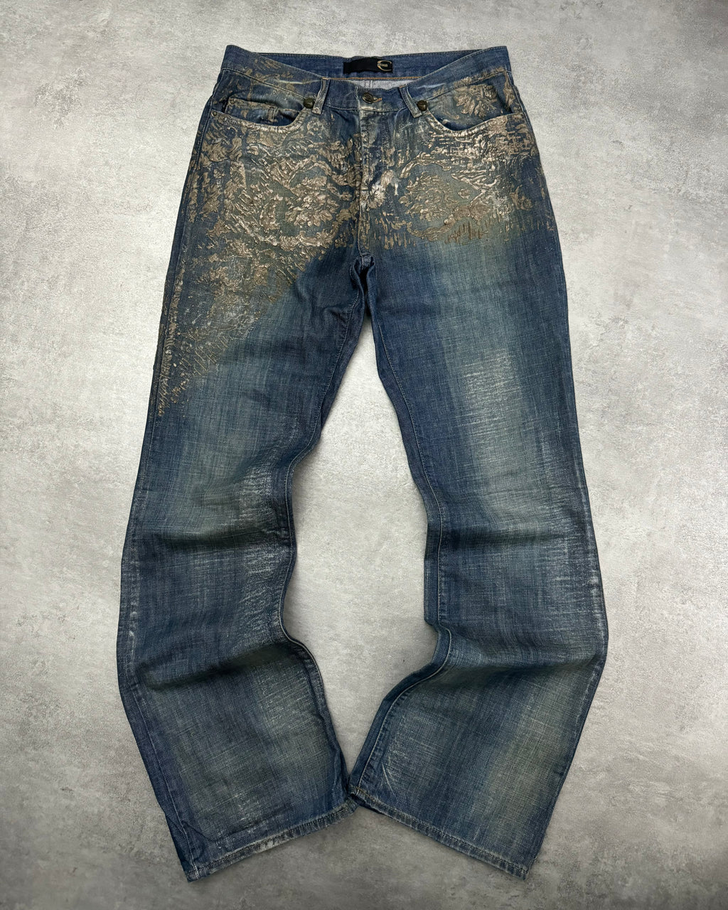 SS2007 Cavalli Blue Royal Relief Archive Soft Denim Pants  (M) - 5