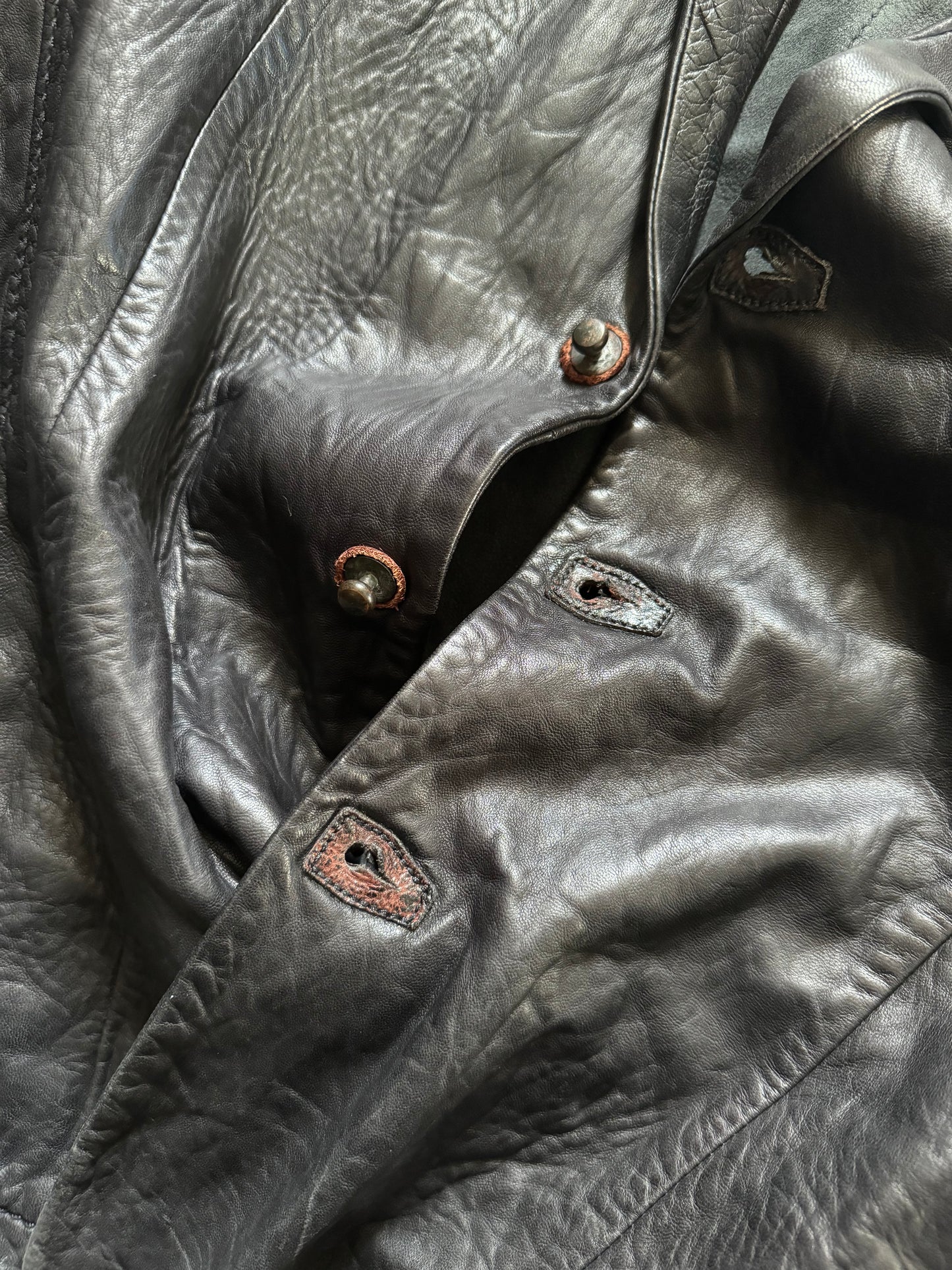 Isaac Sellam Experience Brutalist Black Leather Jacket (L) - 5