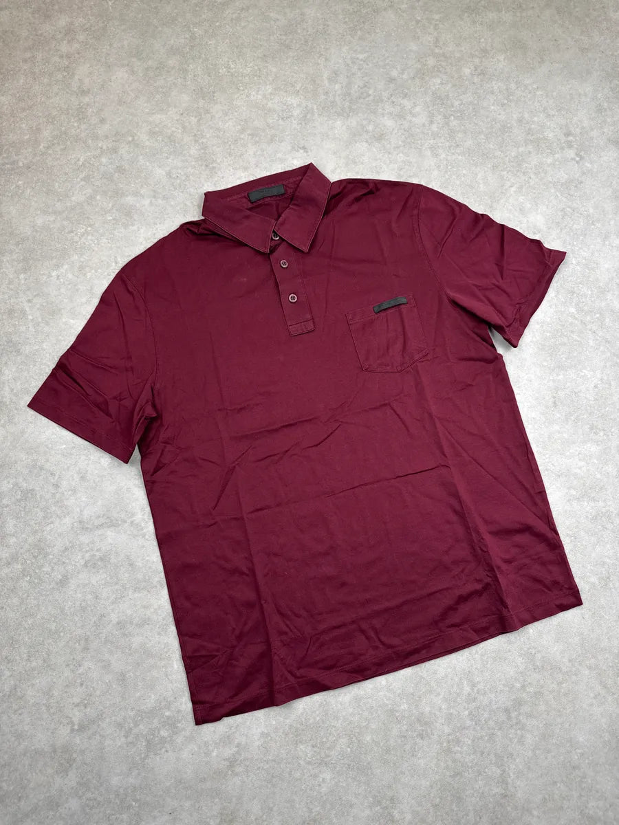2010s Prada Burgundy Chest Pocket Polo wtERGoLP 5