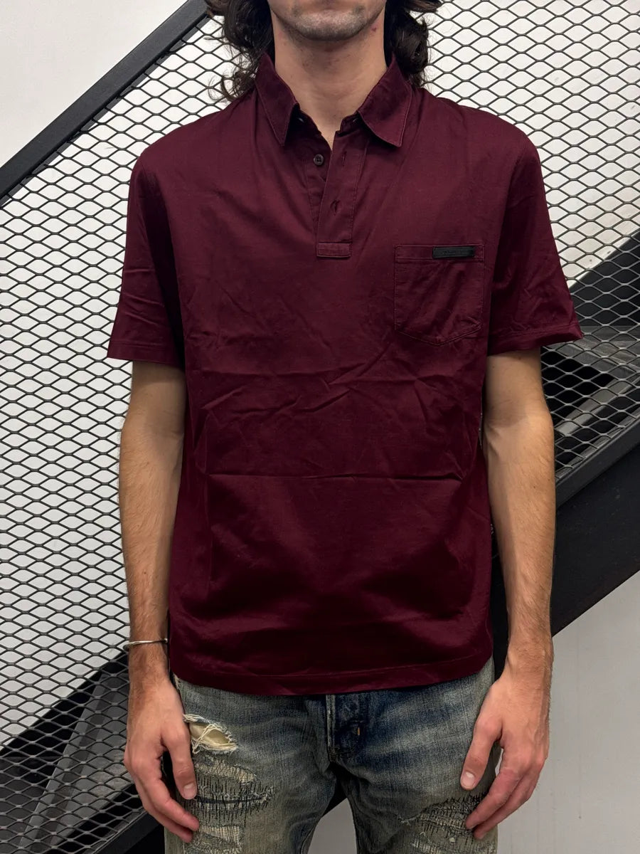 2010s Prada Burgundy Chest Pocket Polo wtERGoLP 0
