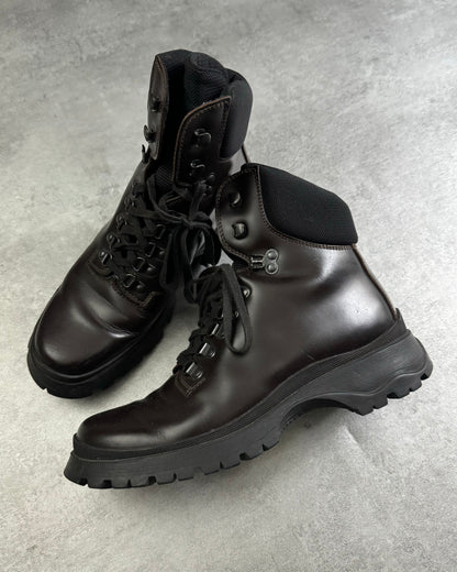 FW1999 Prada Brown Leather Hiking Boots (41) - 2