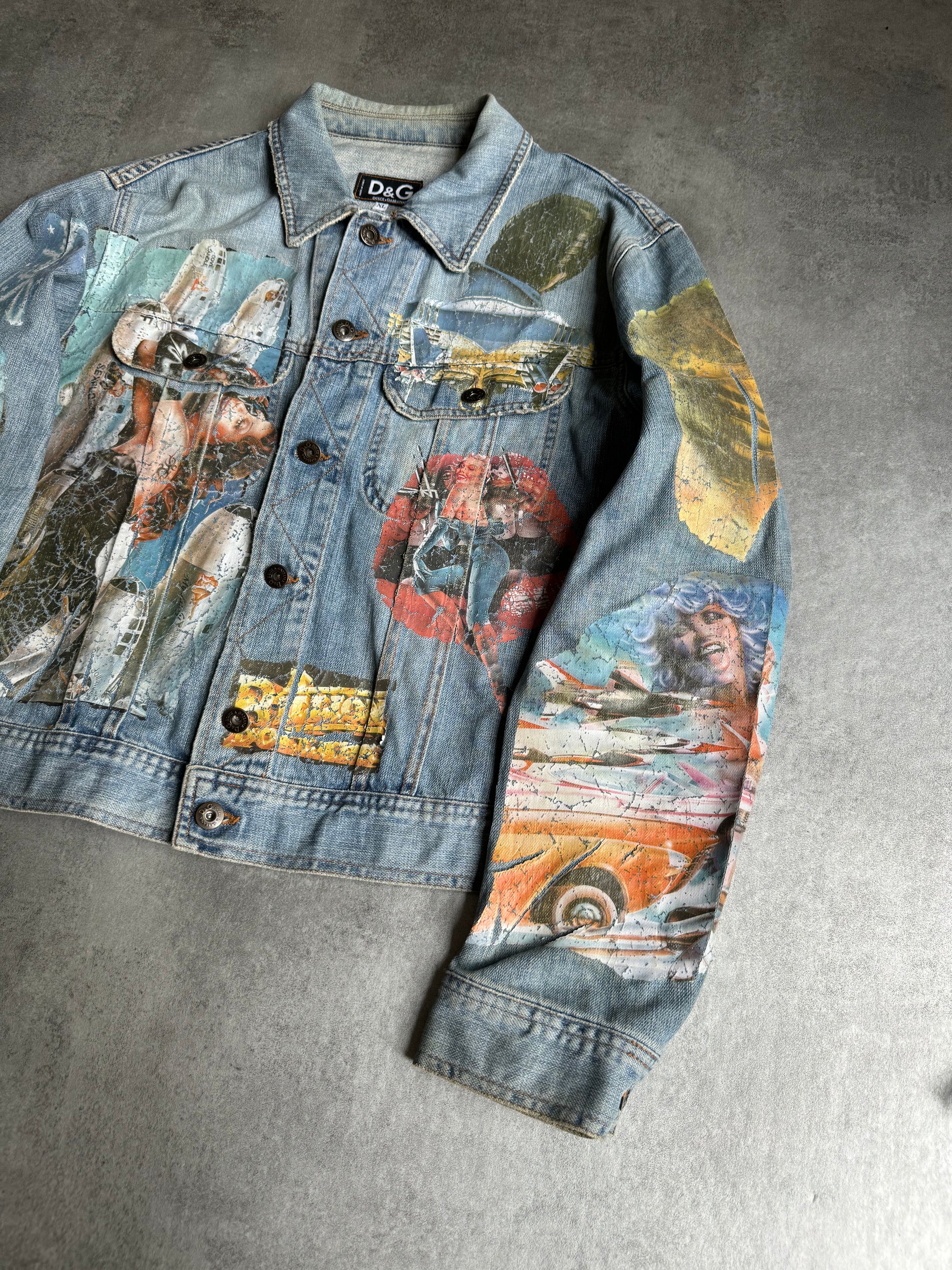 2000s Dolce & Gabbana Pin-Up Printed American Denim Jacket (M) - 7