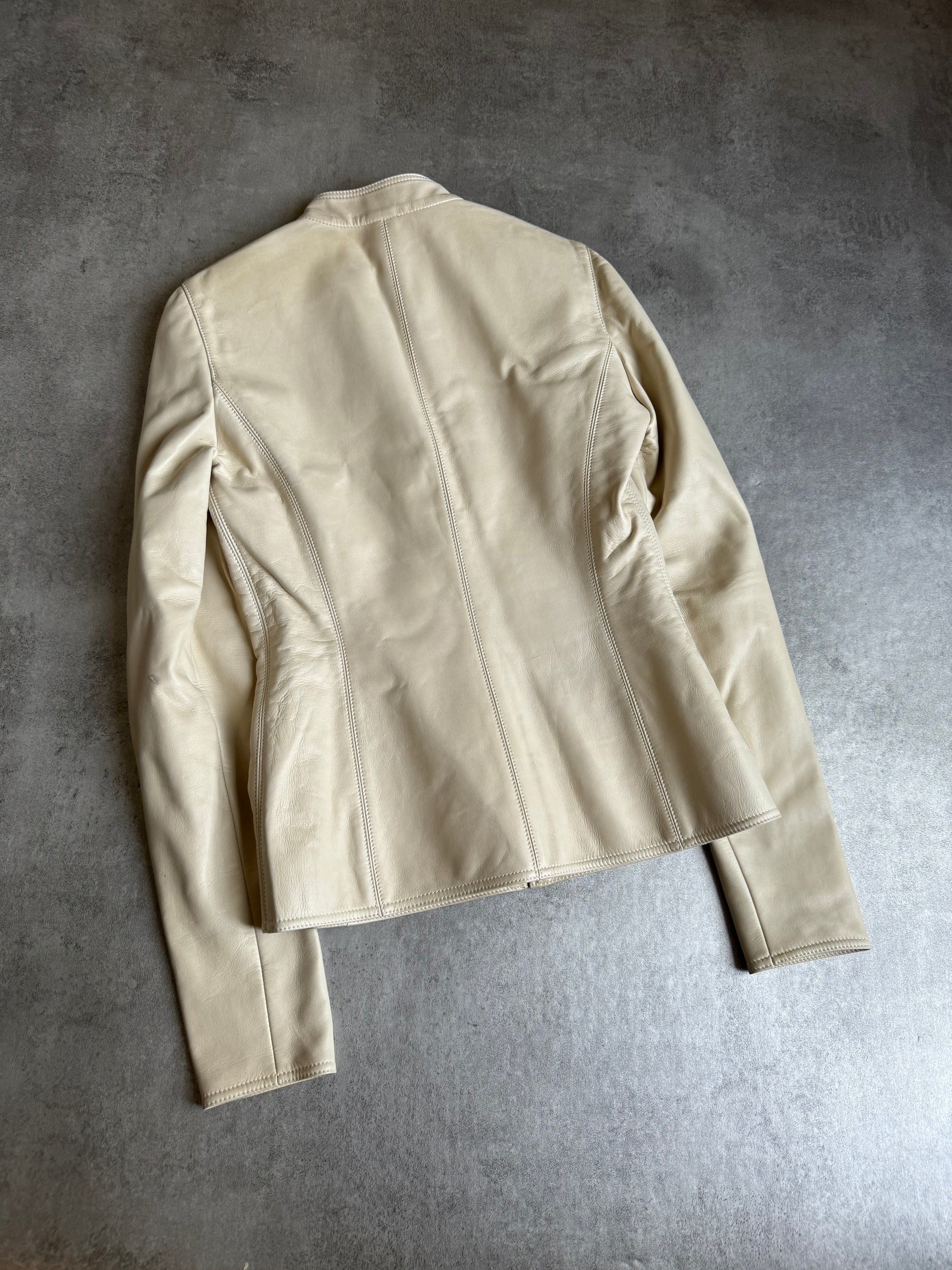 AW1998 Gucci Minimalistic Pure Creamy Leather Jacket by Tom Ford (XS) - 3