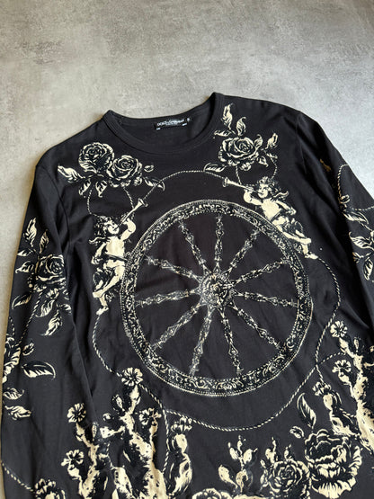 2010s Dolce & Gabbana Renaissance Velvet Embroideries Black Longsleeves (M) - 10