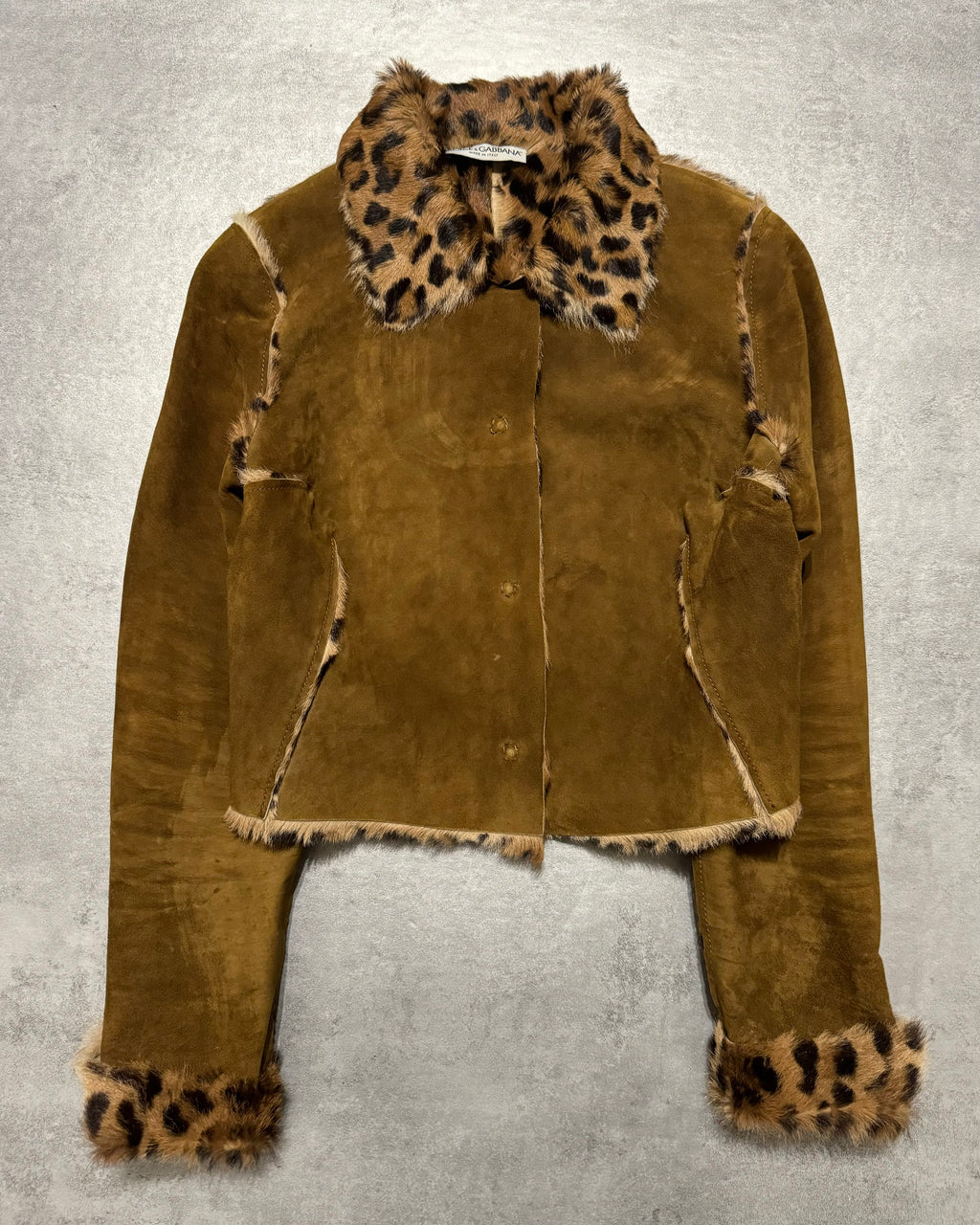 Dolce & Gabbana Leopard Fur Leather Buttoned Jacket (XS) - 8