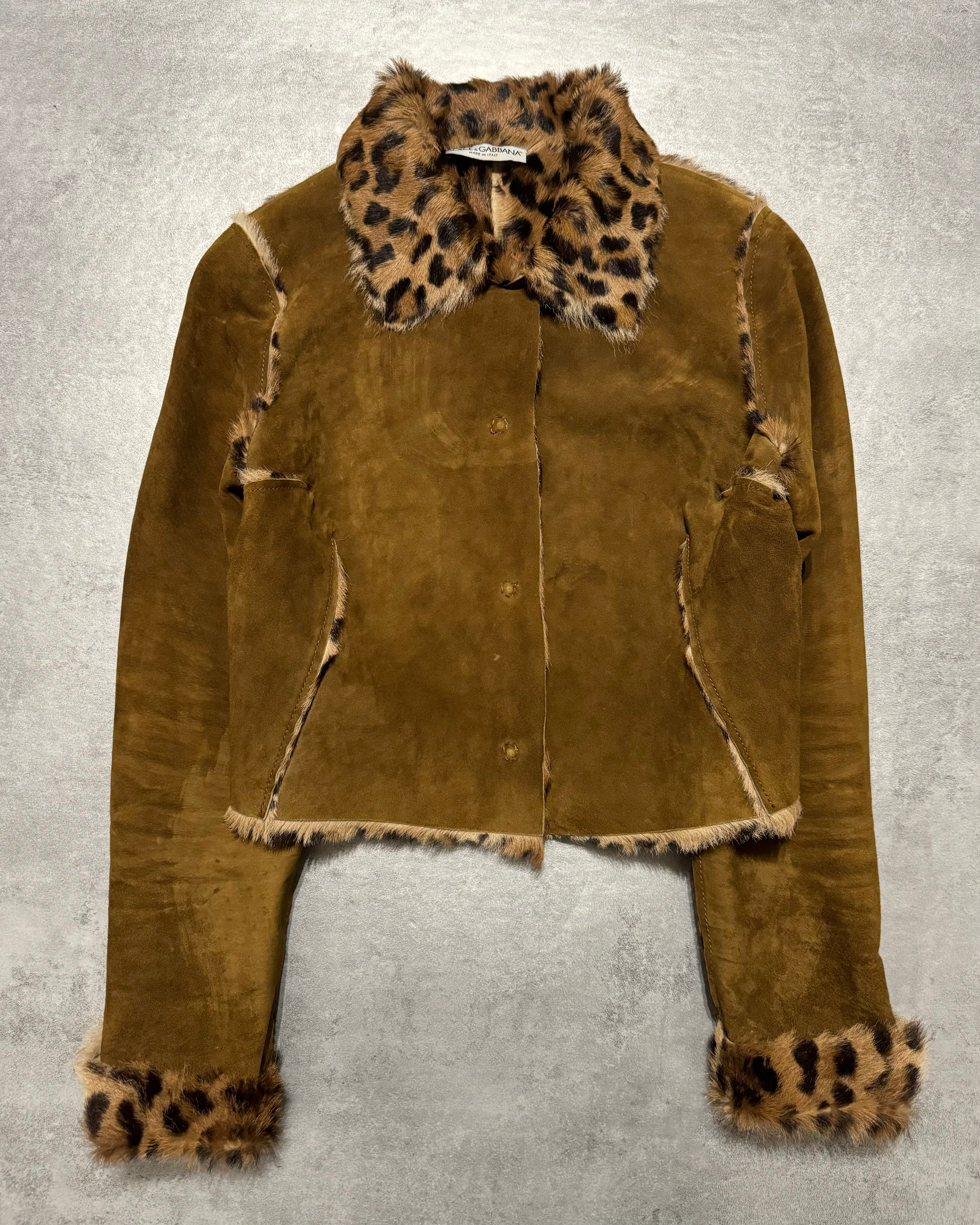 Dolce & Gabbana Leopard Fur Leather Buttoned Jacket (XS) - 8