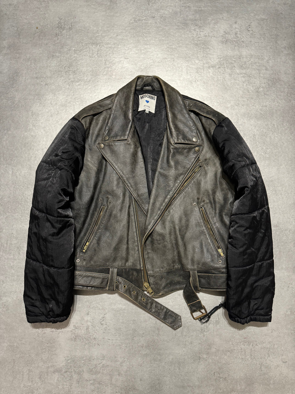 2000s Moschino Rock Hybride Biker Leather Bomber Jacket (M/L) - 4