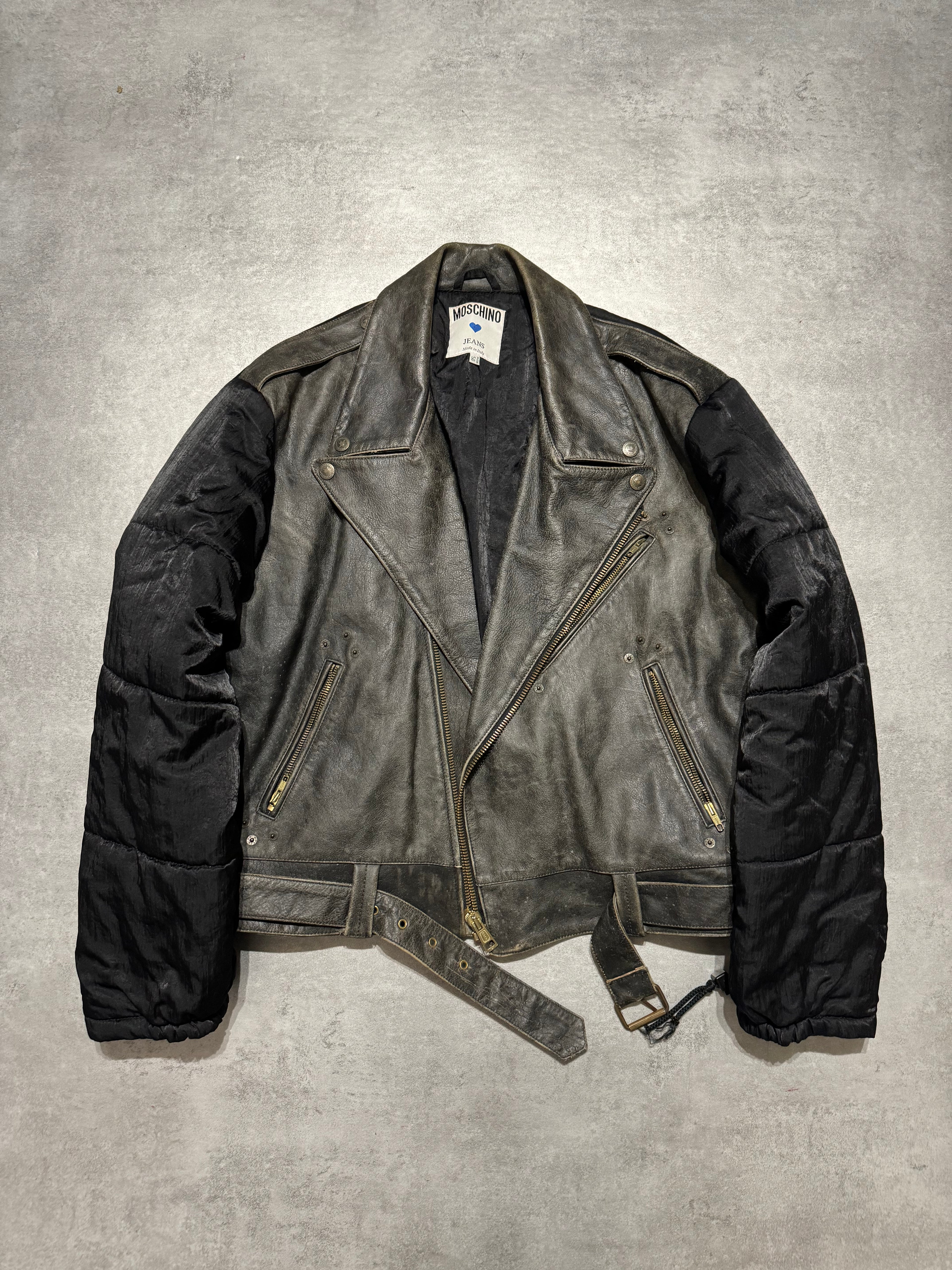 2000s Moschino Rock Hybride Biker Leather Bomber Jacket (M/L) - 4