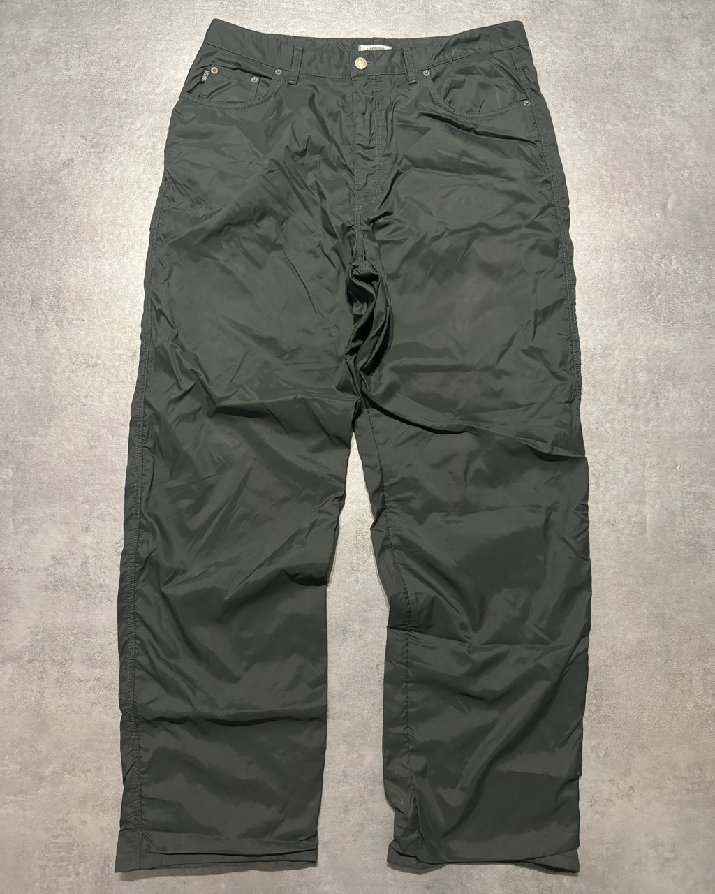 2000s Moschino Green Nylon Large Pants (L/XL) - 1
