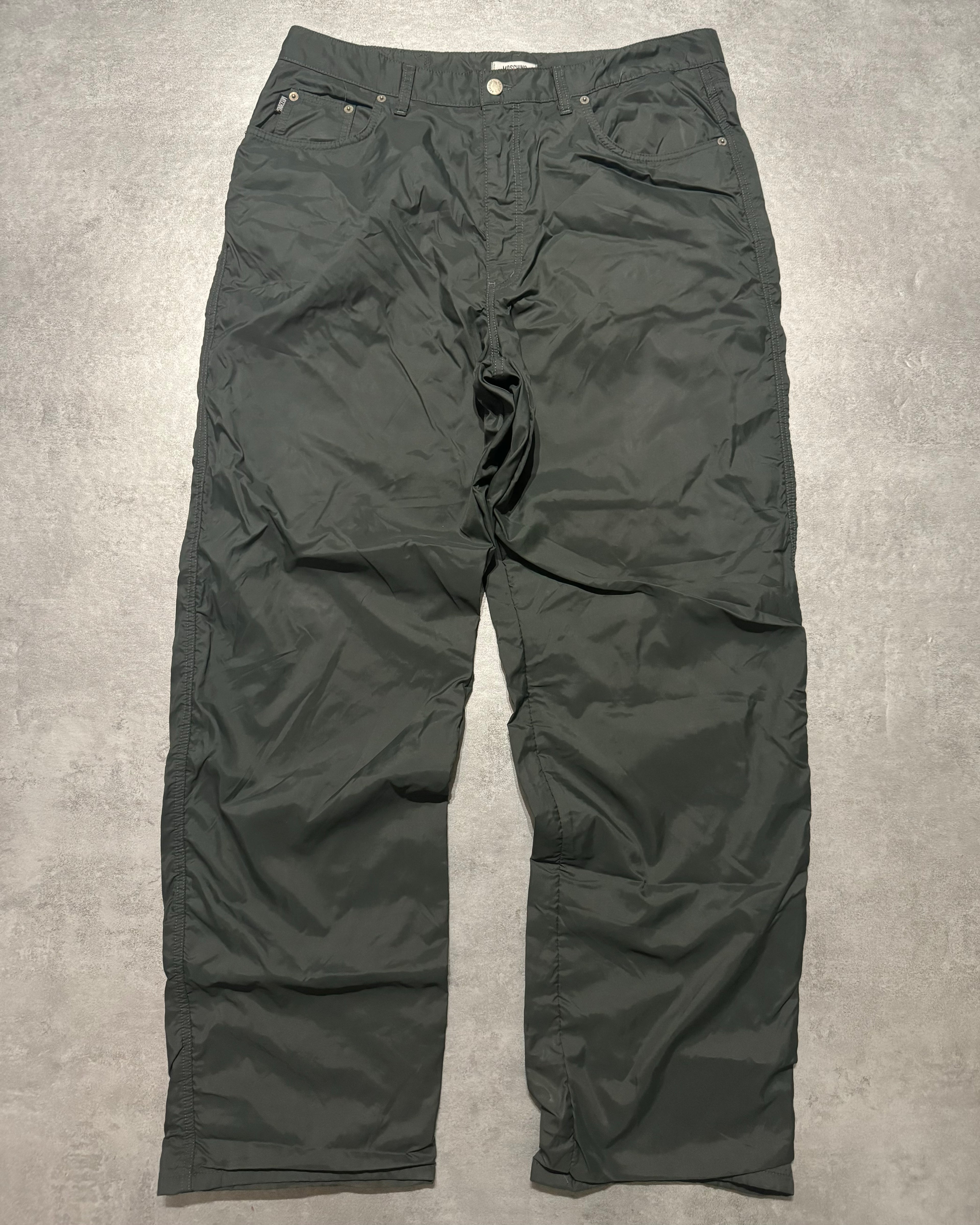 2000s Moschino Green Nylon Large Pants (L/XL) - 1