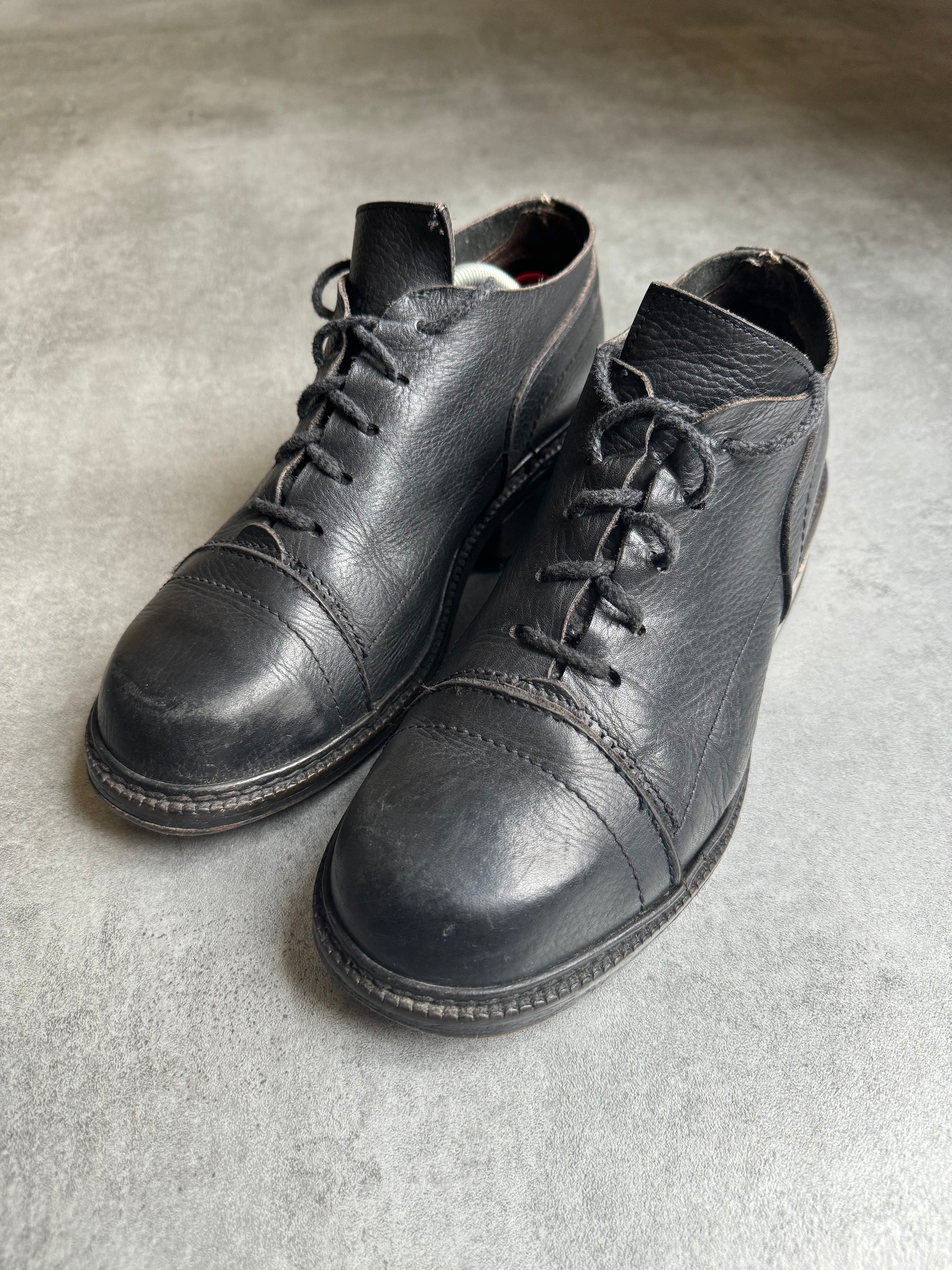 AW1996 Dirk Bikkembergs Black Leather Metal Heel Shoes (41) - 6