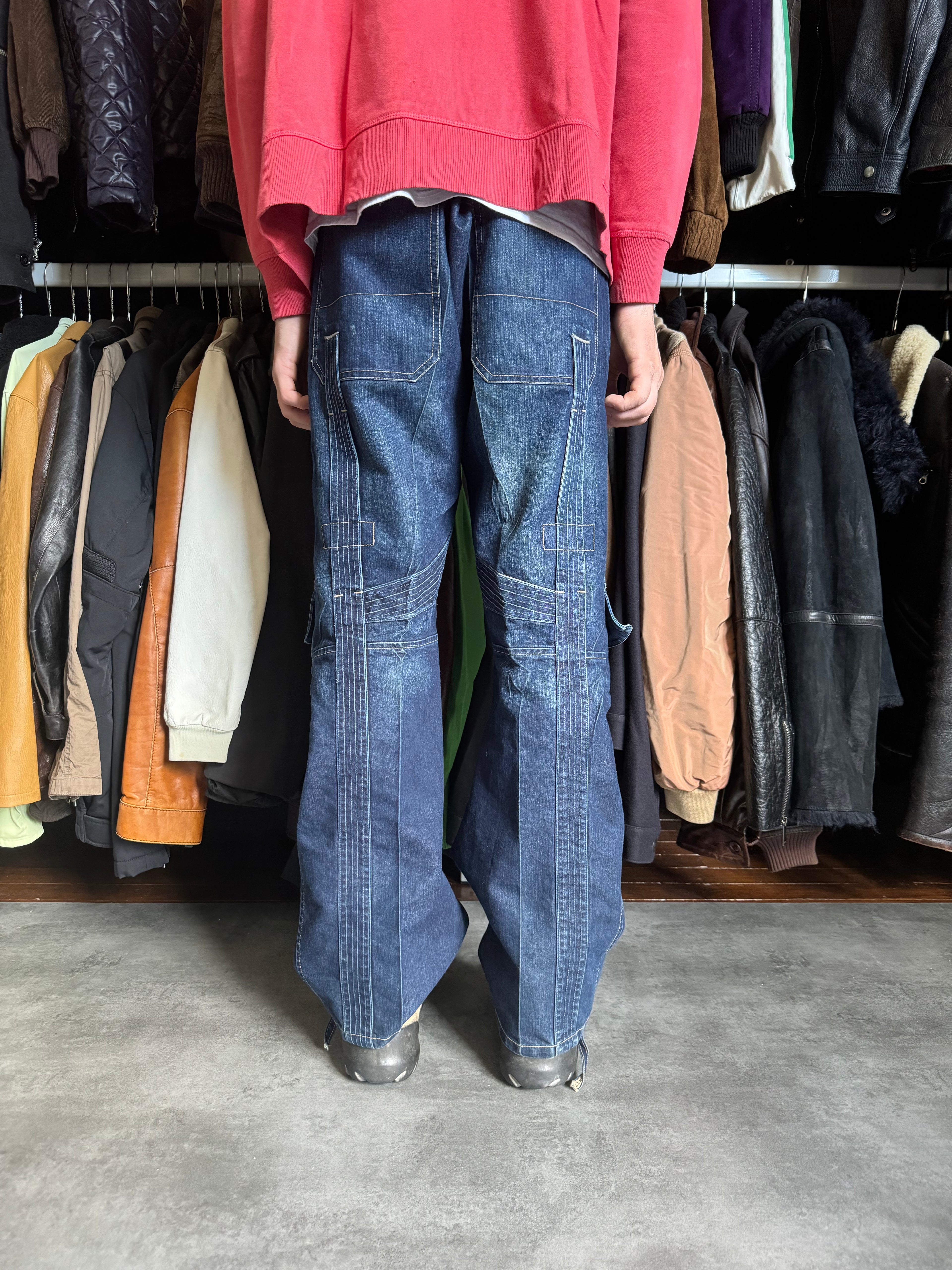 2000s Marithé + François Girbaud Blue Worker Cargo Denim Jeans (L) - 1