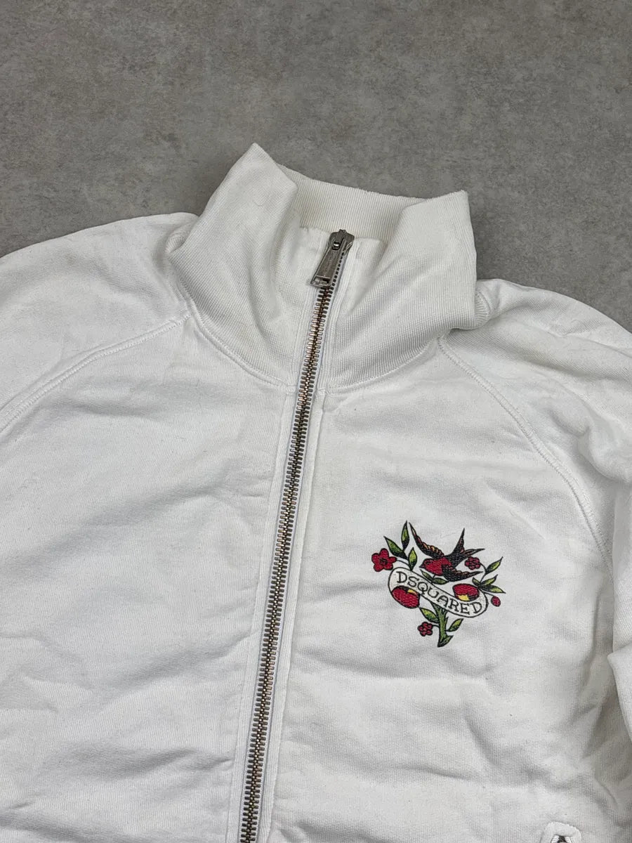 SS2005 Dsquared2 White Swallow Floral Zip-Up Light Jacket xDdTPdmp 5