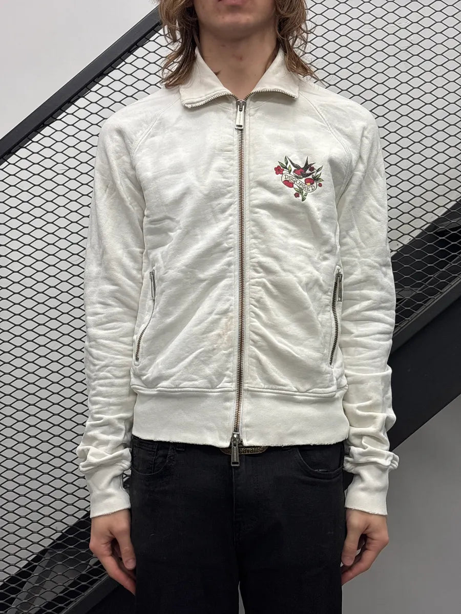 SS2005 Dsquared2 White Swallow Floral Zip-Up Light Jacket xDdTPdmp 1
