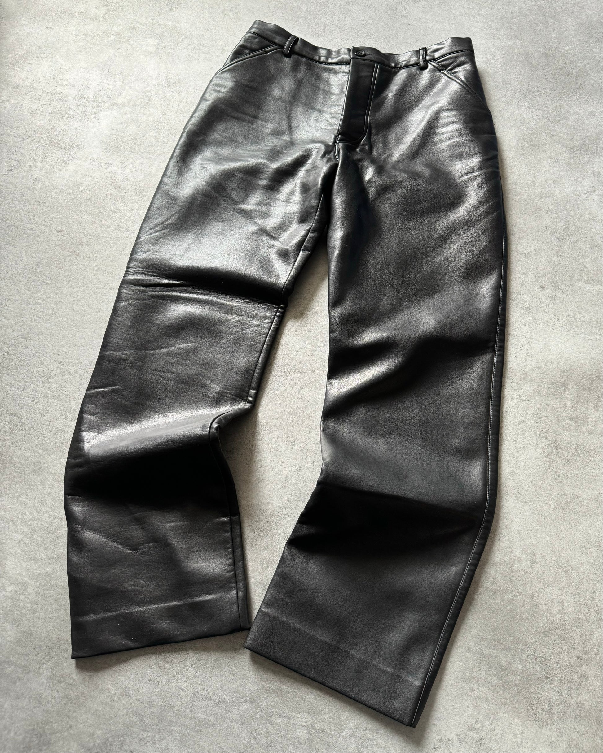 1990s Emporio Armani Black Cozy Leather Ultimate Pants  (M) - 8