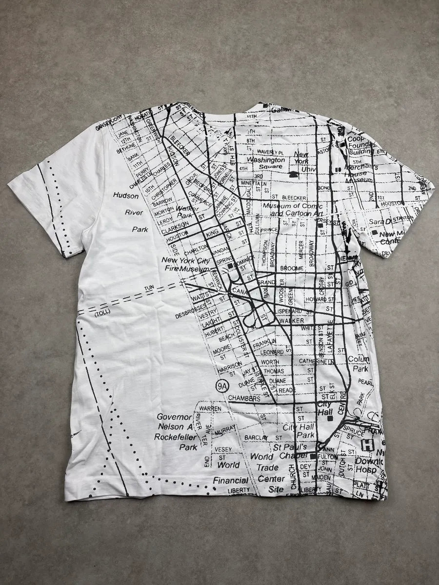 2000s White New York Map All-Over T-Shirt xHAnJspk 5
