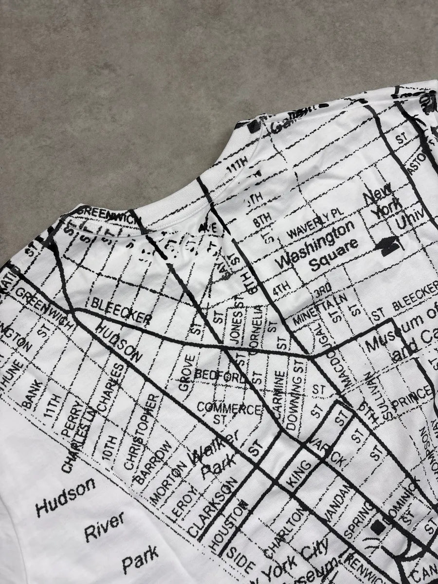 2000s White New York Map All-Over T-Shirt xHAnJspk 6
