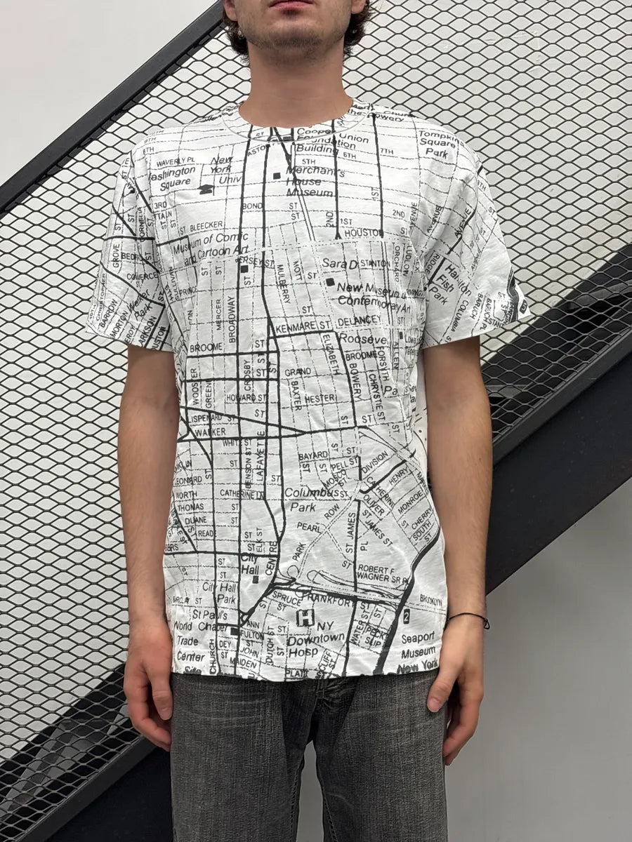 2000s White New York Map All-Over T-Shirt xHAnJspk 1