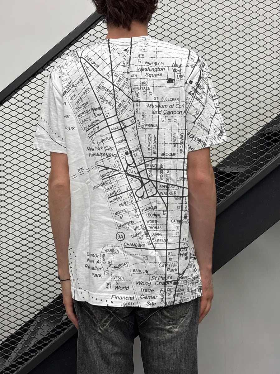 2000s White New York Map All-Over T-Shirt xHAnJspk 2