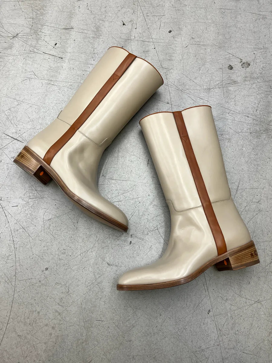 AW2022 Gucci Contrast Stripe Beige Ankle Leather Boots xIGrvddE 1