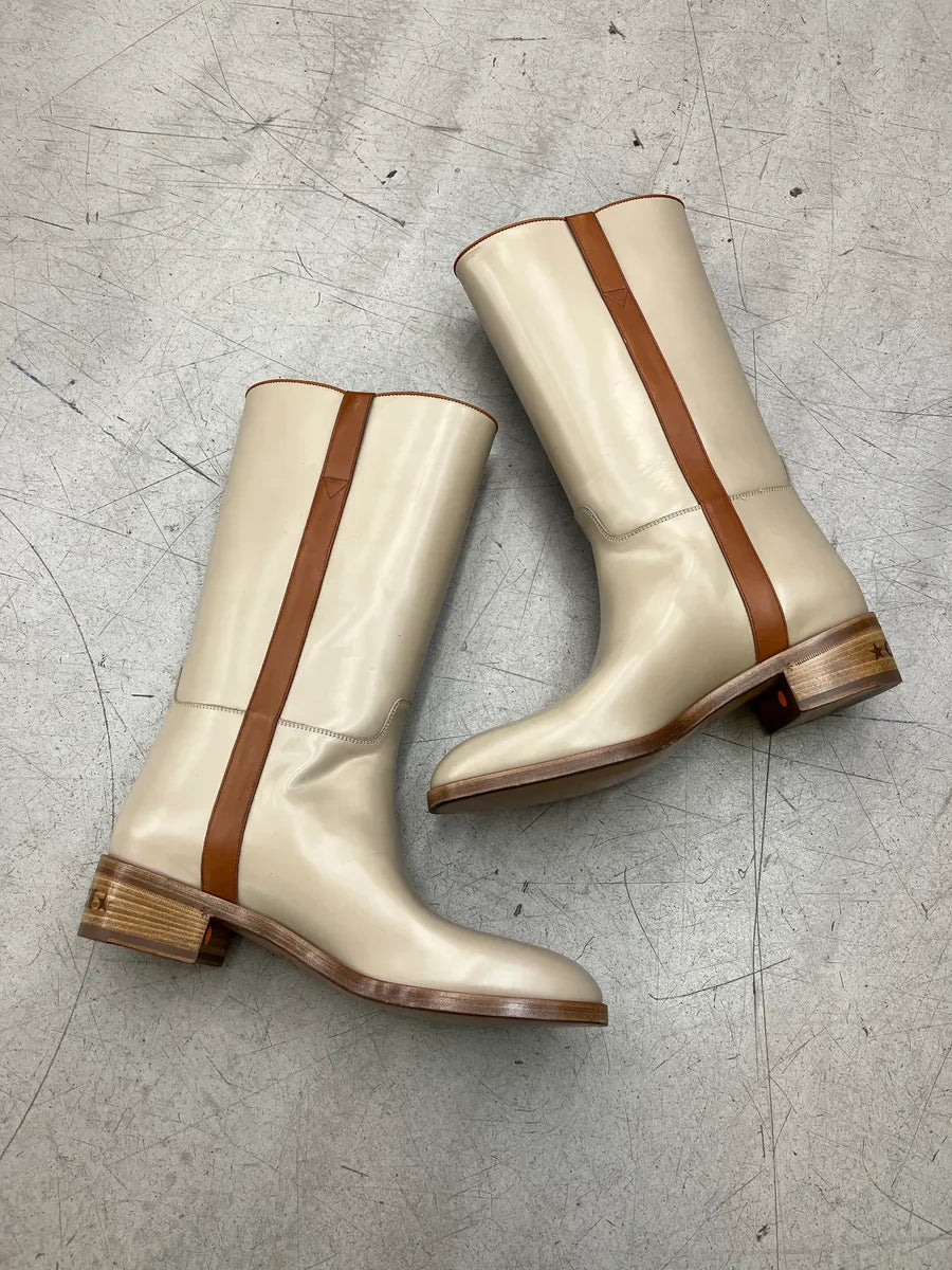 AW2022 Gucci Contrast Stripe Beige Ankle Leather Boots xIGrvddE 2