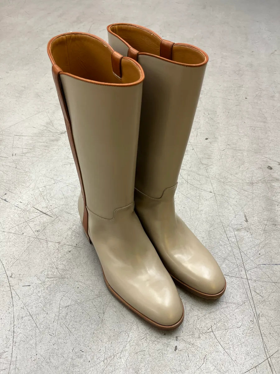 AW2022 Gucci Contrast Stripe Beige Ankle Leather Boots xIGrvddE 5