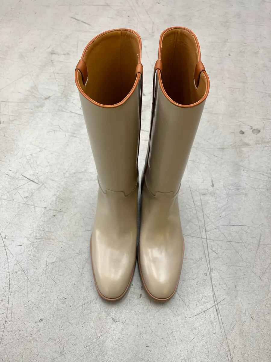 AW2022 Gucci Contrast Stripe Beige Ankle Leather Boots xIGrvddE 6