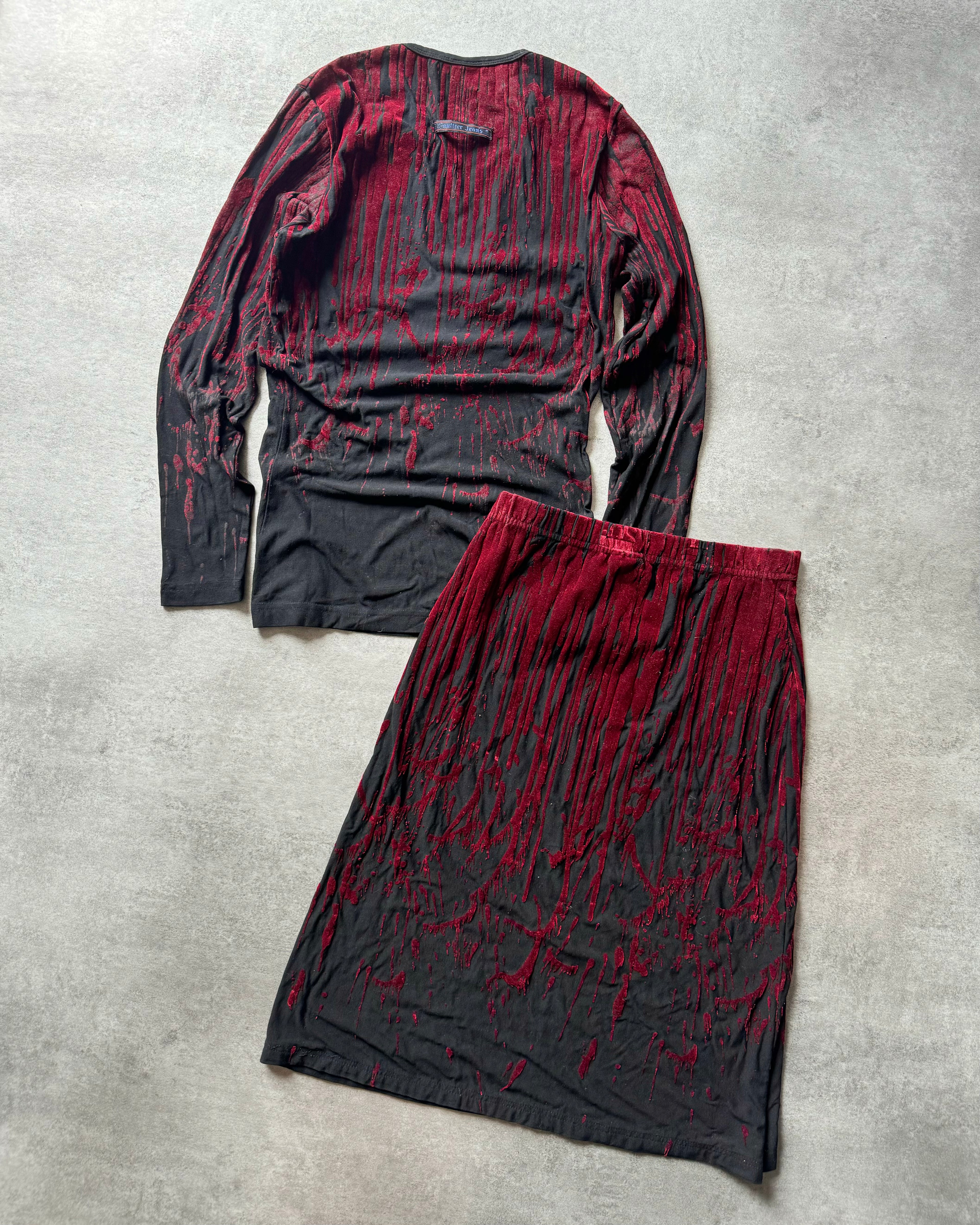 AW1998 Jean Paul Gaultier Blood Devil Skirt/Longsleeves Set (S) - 2