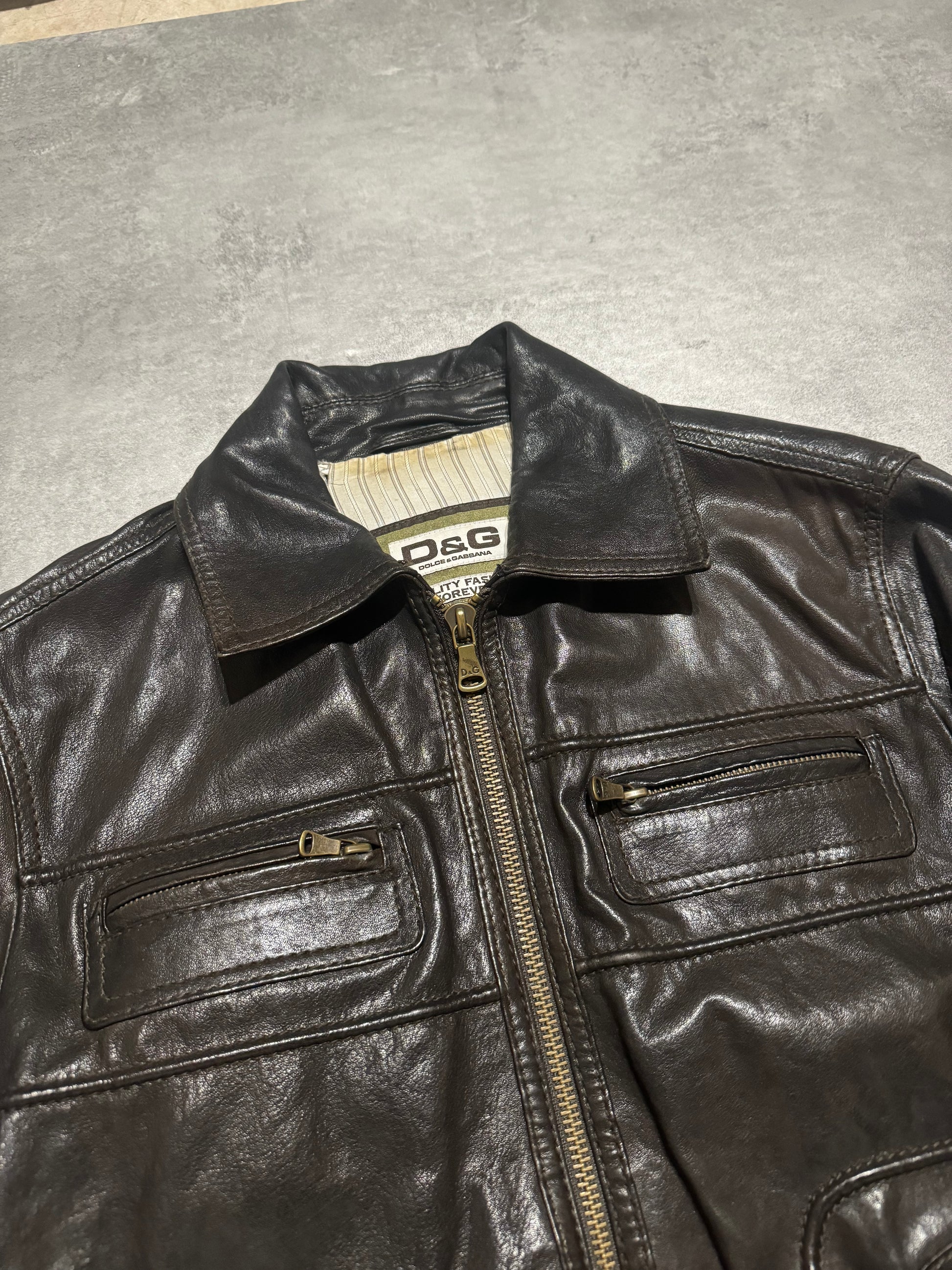 AW2007 Dolce & Gabbana Subtile Brown Leather Jacket (S/M) - 8