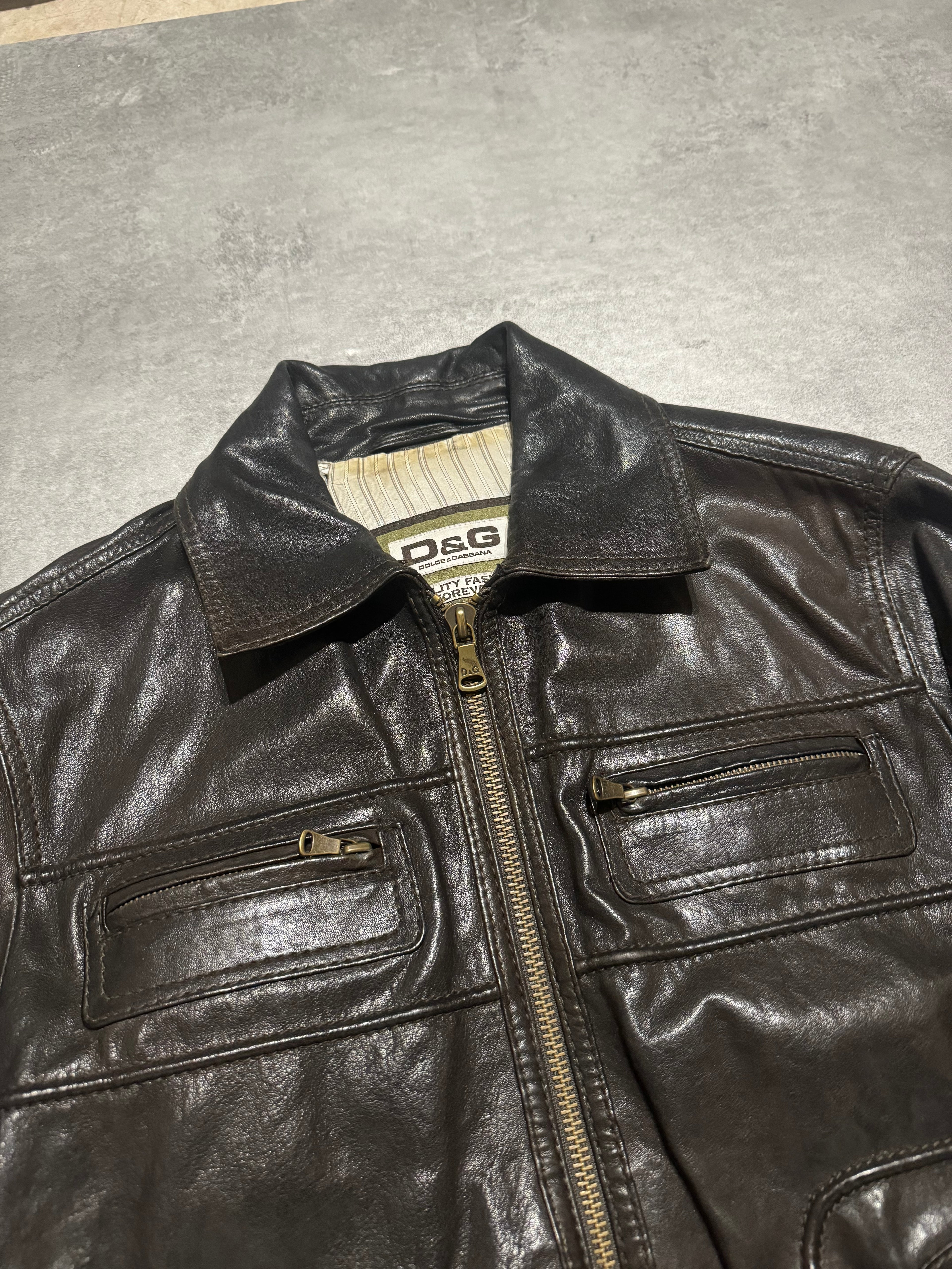 AW2007 Dolce & Gabbana Subtile Brown Leather Jacket (S/M) - 8