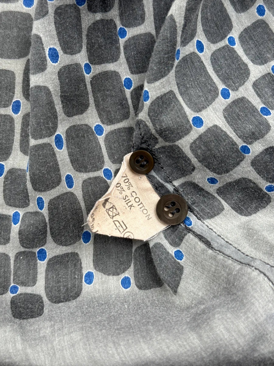 SS2022 Dries Van Noten Grey Silk Geometric Gradient Shirt xSrIpqdQ 10