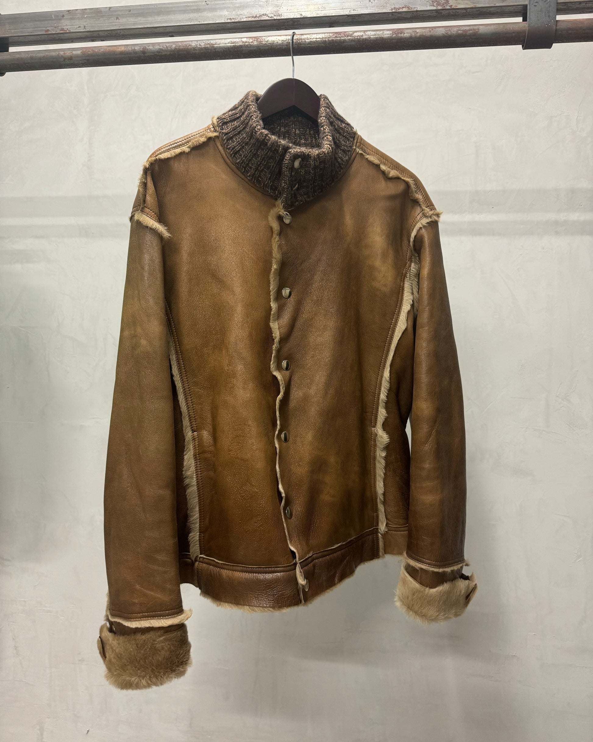 2000s Dolce & Gabbana Brown Fur Premium Leather Jacket (L) - 4