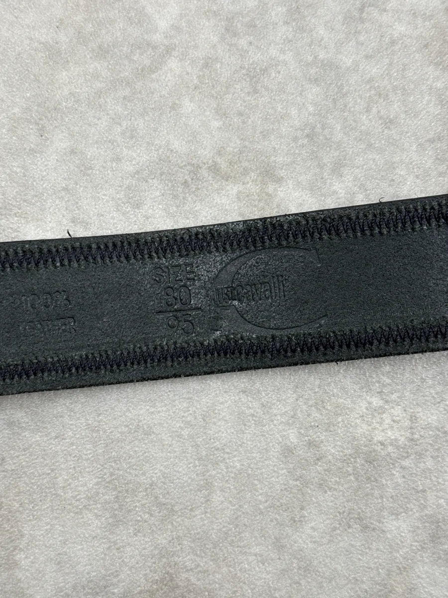 SS2004 Cavalli Black Pony Hair Leather Horseshoe Buckle Belt xWVCzHqN 6