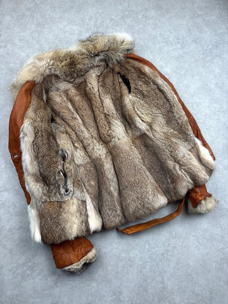 SS2004 Roberto Cavalli Brown Fur Collar Belted Leather Jacket xWfFlgDT 6