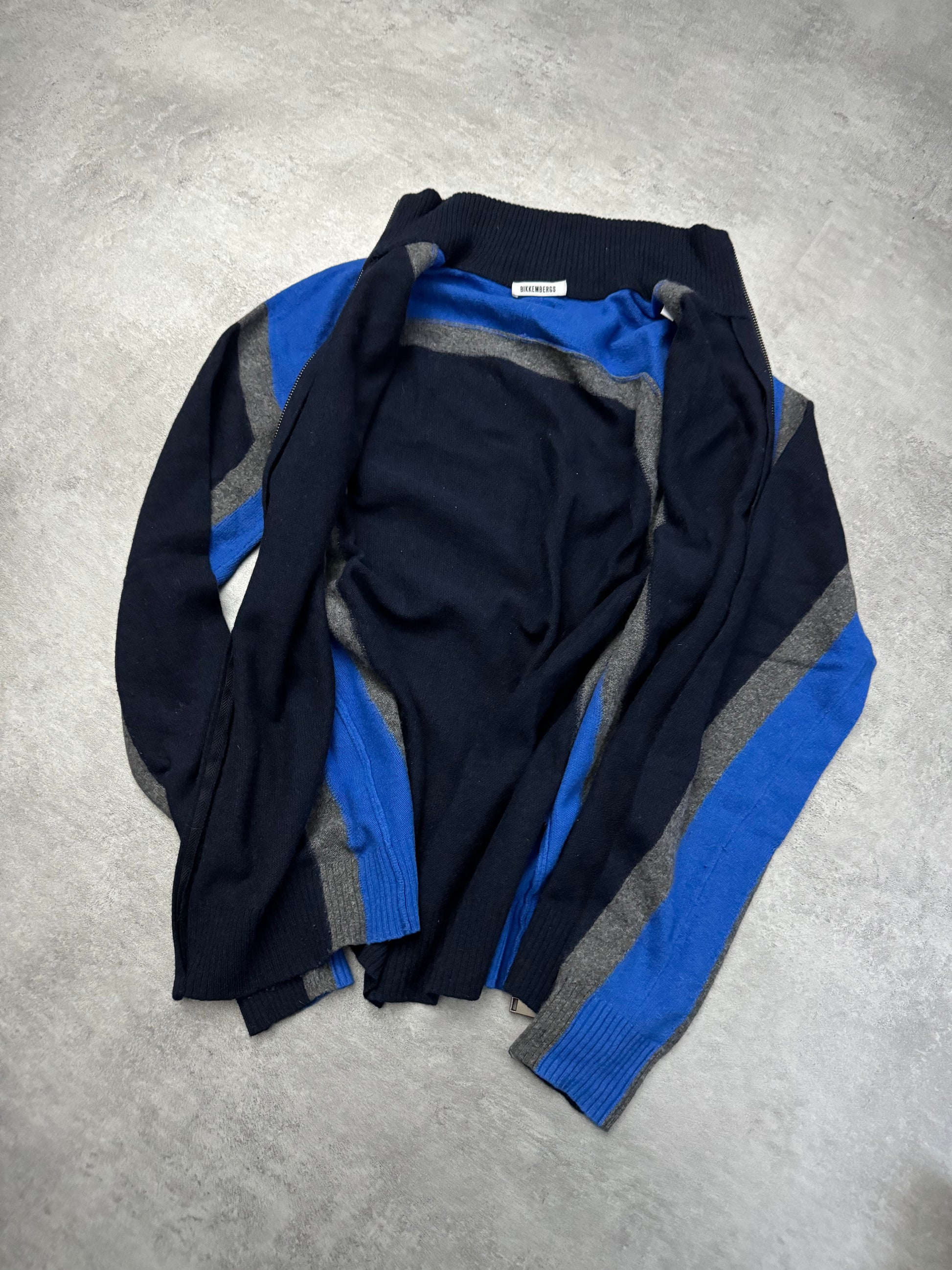 2000s Dirk Bikkembergs Structural Klein Wool Zip-up Sweater (S) - 3