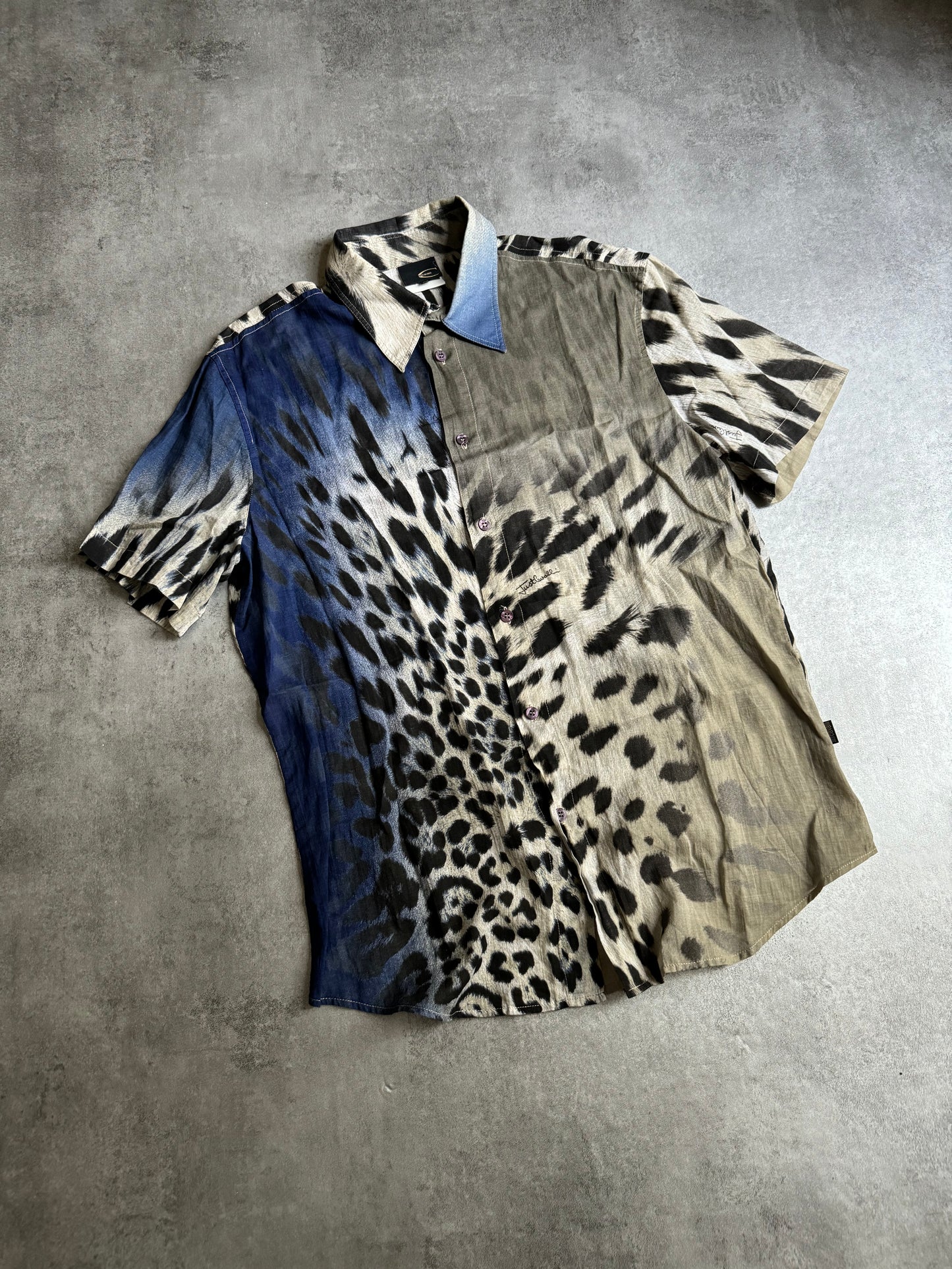 SS2005 Cavalli Leopard Ocean Gradient Shirt (M) - 7