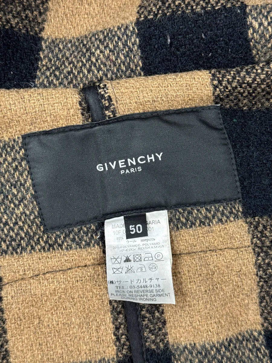 AW2010 Givenchy Grey Wool Hooded Tartan Lined Toggle Coat xaZjtMLk 11